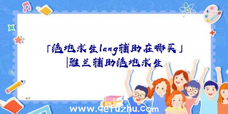 「绝地求生lang辅助在哪买」|雅兰辅助绝地求生